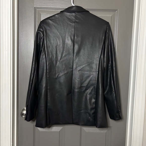 The Drop Faux Leather Loose Fit Blazer Jacket S Black - Picture 5 of 11